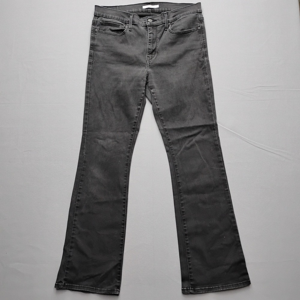 Levis Slimming Boot Cut Jeans Womens 33 Charcoal Gray Stretch Denim 3163